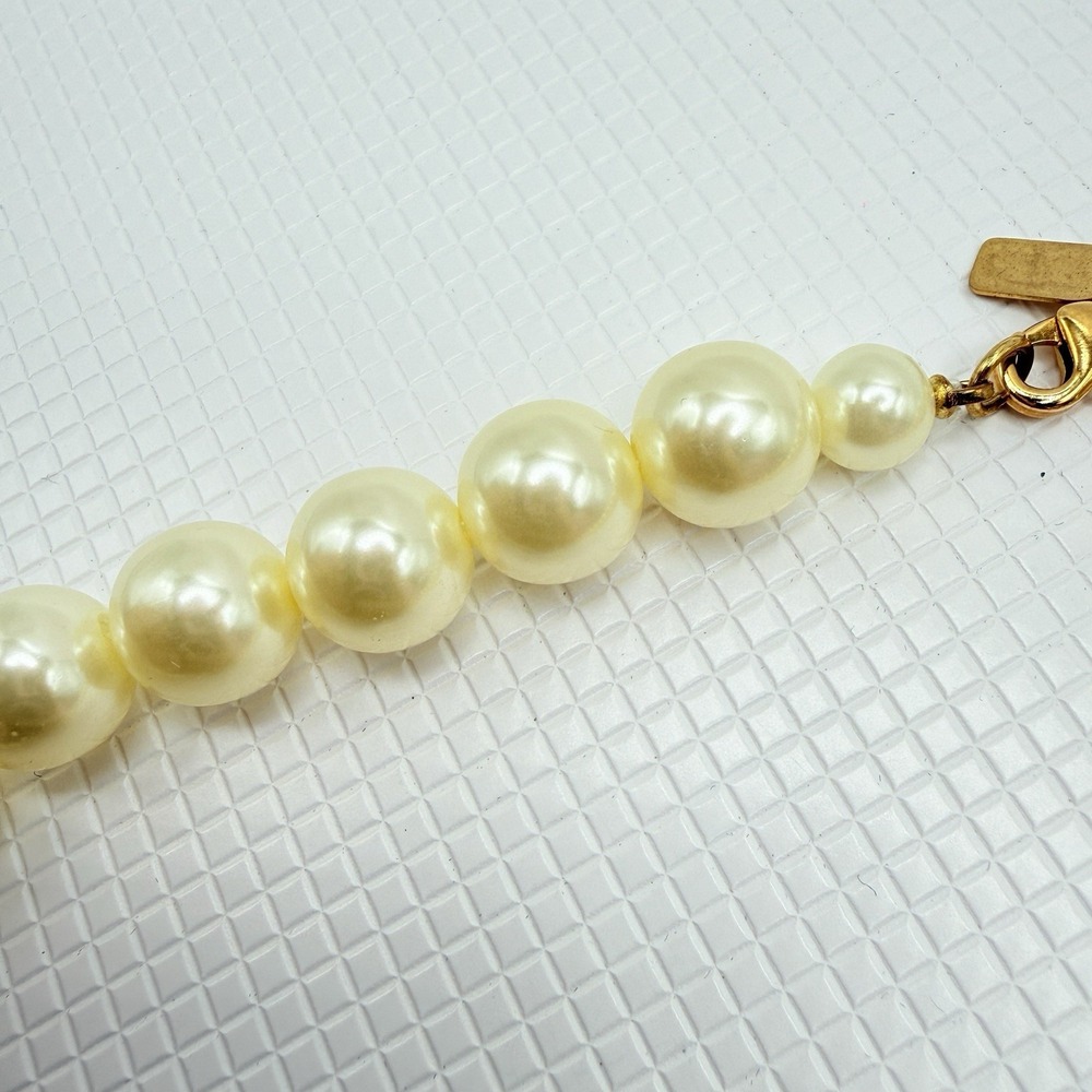 1928 Faux Cream 11 mm Pearl Beaded 15" Vintage Style Coquette Necklace - Picture 5 of 8